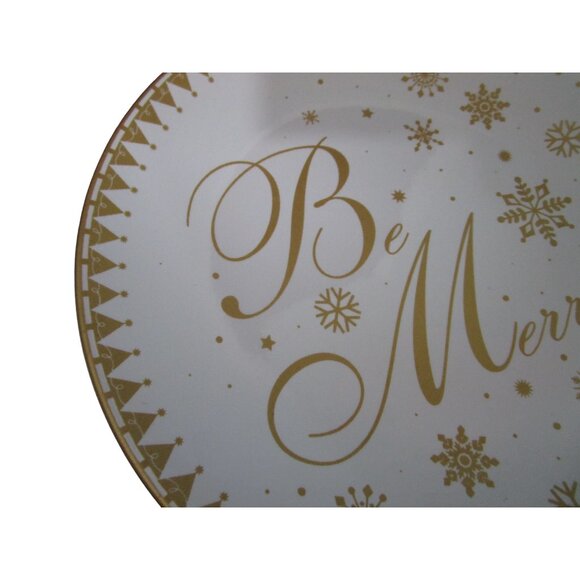 Be Merry Festive Holiday Gold 222 Fifth Small Plates Set of Four GUC - Picture 15 of 15